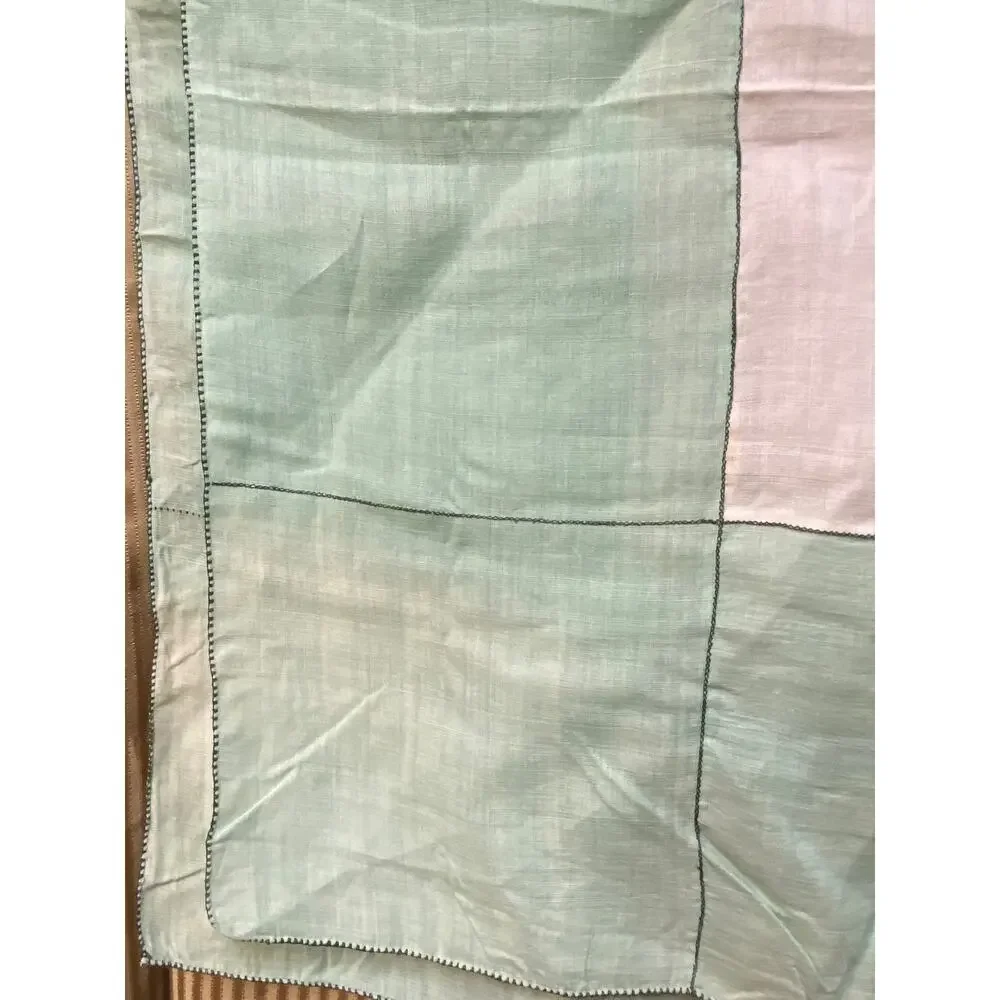Vintage Chinese Linen Card Table Cloth Petit Embroidery Work 48x48